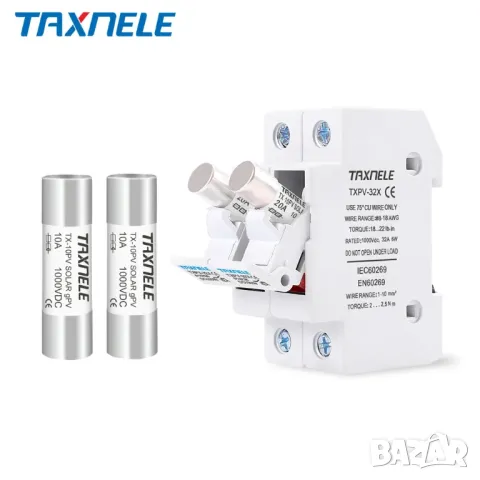 Стопяем предпазител за постоянен ток 1000V DC PV Solar Fuse 10*38MM 30A, снимка 6 - Друга електроника - 48334631