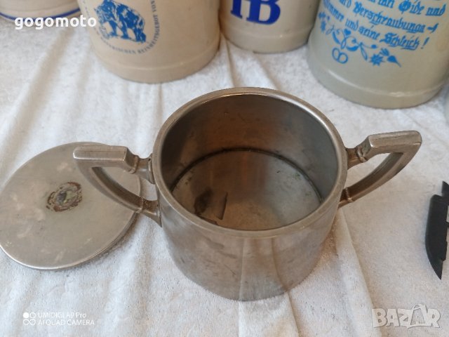 стара немска захарница с капак от хром никел, снимка 7 - Други ценни предмети - 43597238