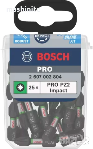 Ударни накрайници кутия бит PZ2 25 mm Pozidriv Impact Control 25 бр. Bosch, снимка 1