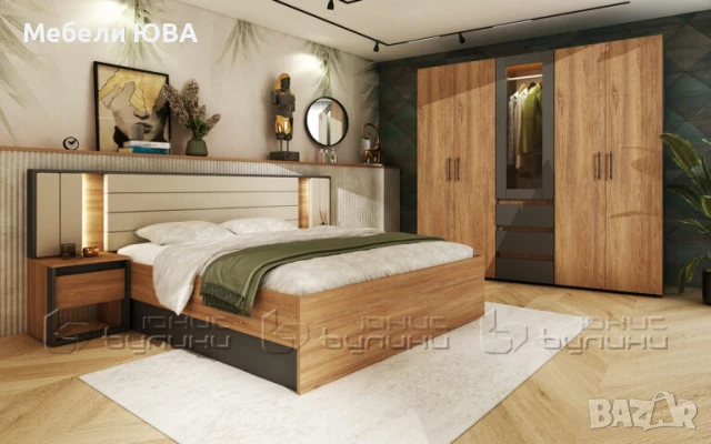 Гардероб HARDY с витрина и LED осветление, снимка 3 - Гардероби - 50780756