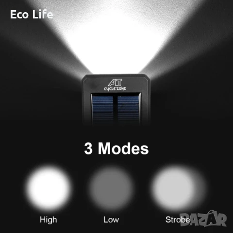 Фар за велосипед с клаксон, 2200 mAh Powerbank и соларно зареждане, снимка 8 - Велосипеди - 50779767