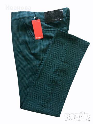 Панталон тип цигара. Каре. Зелено и черно , снимка 4 - Панталони - 43259004