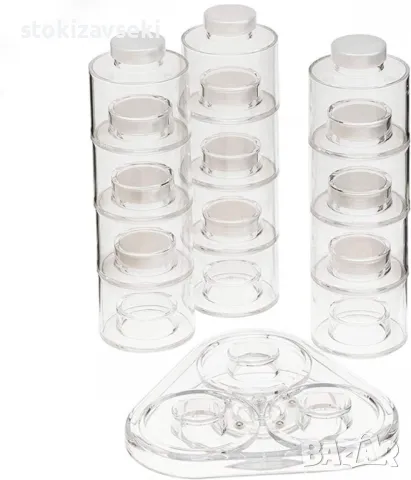 Стилен и практичен органайзер за подправки – Комплект от 12 бурканчета на въртяща се основа, снимка 11 - Други - 49052732