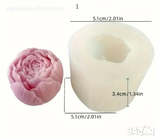 3D пъпка божур цилиндър Силиконов молд форма за свещи гипс сапун фондан за декорация на торта 