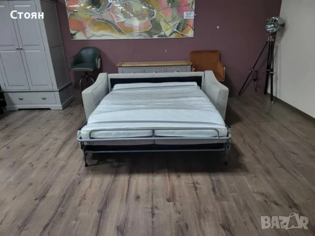 Светло сив диван от плат с функция сън "Myriad", снимка 7 - Дивани и мека мебел - 50886659