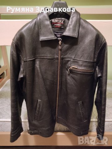 Черно мъжко яке от естествена кожа XL, снимка 2 - Якета - 39095137
