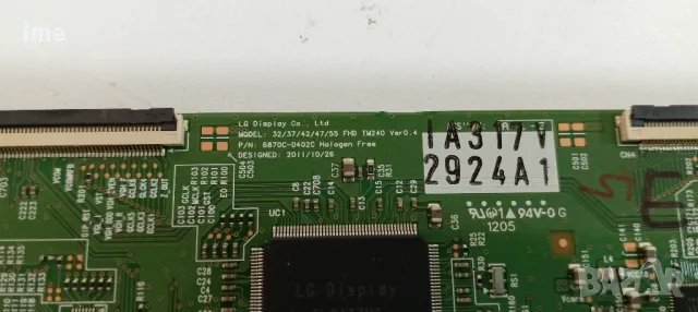 TCON Board 32/37/42/47/55FHD TM240 Ver0.4. Свален от Телевизор Philips 32PFL6007K/12, снимка 5 - Части и Платки - 48948291