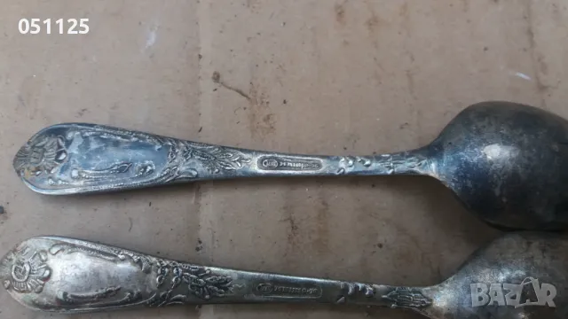 аристократичен комплект от 4 дебело посребрени лъжички за чай , снимка 8 - Антикварни и старинни предмети - 48816628