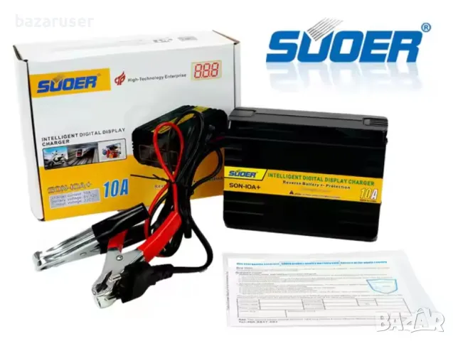 Ново Зарядно за акумулатор SUOER 6V-12V 10Amp+ -814601, снимка 2 - Оригинални зарядни - 47747247