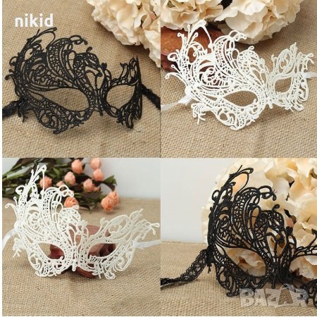 02 домино различни очи бяла черна маска дантела за лице очи маскарад парти бал