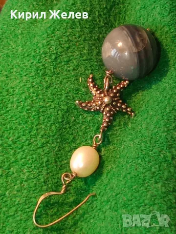 ШАРМАНТНА ЗВЕЗДОВИДНА СРЕБЪРНА ОБЕЦА СРЕБРО 925 с ЕСТЕСТВЕНА БЯЛА ПЕРЛА и ШЛИФОВАН ОБСИДИАН 48943, снимка 17 - Обеци - 48954855