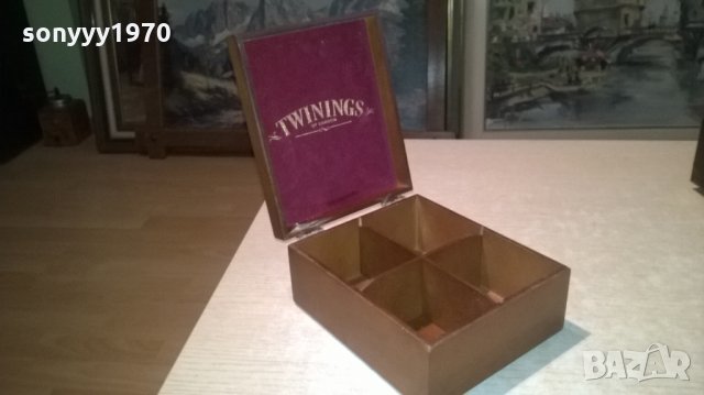 TWININGS OF LONDON-красива дървена кутия-внос англия-19х15х8см, снимка 4 - Колекции - 27086854