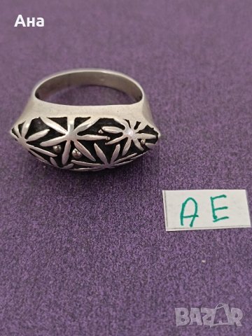 Красив пръстен сребро Буква АЕ, снимка 5 - Пръстени - 43985088