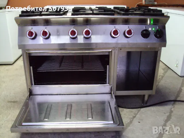 Професионална, газова печка с електрческа фурна BARTSCHER - 6 горелки, снимка 7 - Обзавеждане на кухня - 50184895