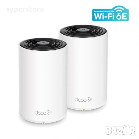 Удължител на интернет обхват TP-Link Deco XE75 AXE5400 2-pack Mesh Wi-Fi 6 система за целия дом , снимка 1 - Рутери - 38392894