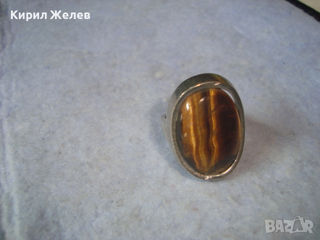 ПОСРЕБРЕН АРТ ДЕКО СТИЛ СКЪПОЦЕНЕН ПРЪСТЕН с НАТУРАЛЕН КАМЪК ТИГРОВО ОКО 26612, снимка 10 - Пръстени - 36393169