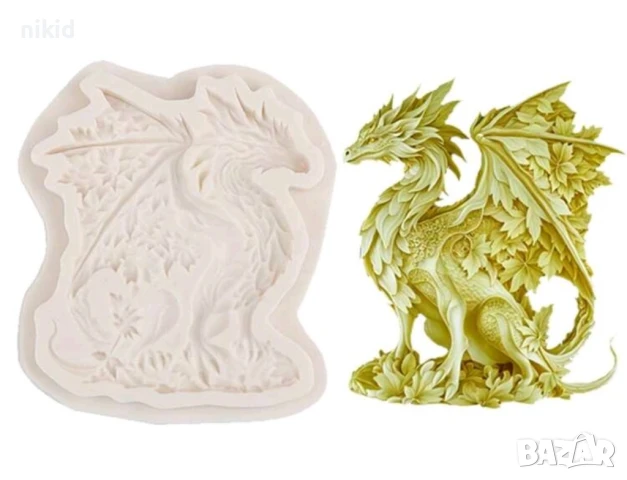 Змей дракон хала чудовище силиконов молд форма фондан шоколад гипс декор, снимка 4 - Форми - 51380492