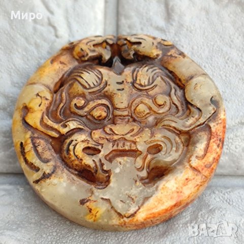 ЕСТЕСТВЕН НЕФРИТ С ИЗОБРАЖЕНИЕ НА  ДРАКОН ЗВЯР ЗМЕЙ , снимка 2 - Антикварни и старинни предмети - 40516928
