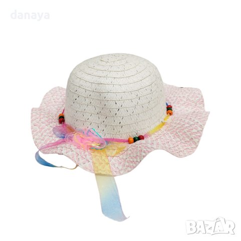 4457 Красива лятна детска капела с цветя и мъниста, снимка 4 - Други - 44102709