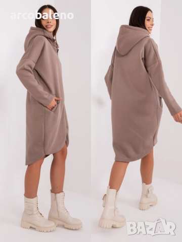 Дамски дълъг преходен суичър с качулка и цип Tina, 5цвята , снимка 3 - Суичъри - 52930895