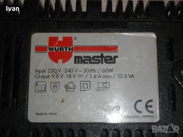 Wurth-9,6V-18V-Bosch-Spit-Зарядно-Отлично-9,6-18 Волта-Немско-1,8 ампера-Вюрт-Бош-Спит, снимка 8 - Винтоверти - 33383192