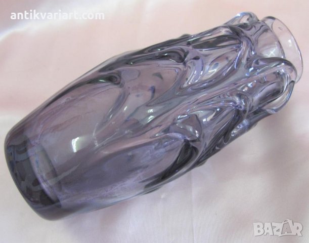 Стара Мурано Кристално Стъкло масивна виолетова Ваза, снимка 7 - Антикварни и старинни предмети - 27621105