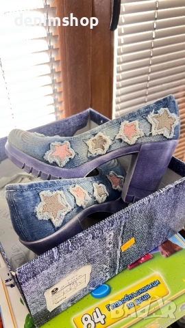 Нови дънкови обувки на ток, номер 39, снимка 4 - Дамски обувки на ток - 52549206