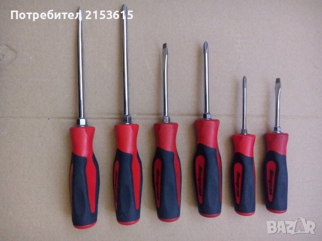 snap on 6 броя качествени отвертки Soft Grip червени-черни комплект оригинални , снимка 2 - Отвертки - 43562997