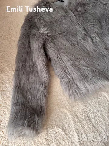 Стилно пухкаво палто в сиво H&M, снимка 5 - Палта, манта - 48841379