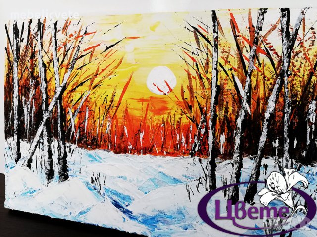 Платно “Зимен полъх”, снимка 2 - Картини - 43163093