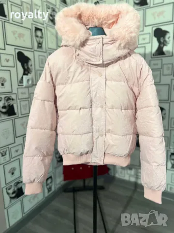 Късо дамско зимно розово яке 