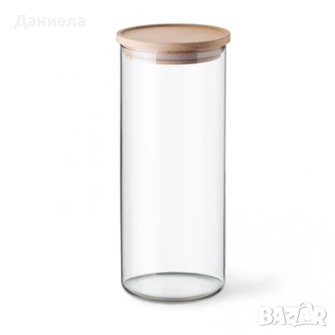 Стъклен буркан с бамбуков капак Ø10 x 10 см, 700 мл, снимка 3 - Други стоки за дома - 51131099