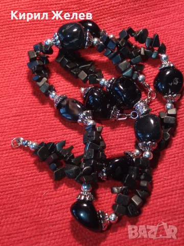 ЕФЕКТНА РЕТРО АРТ СТИЛ ОГЪРЛИЦА от КАМЪЧЕТА ЧЕРЕН АХАТ ХЕНД МЕЙД НАКИТ КОЛИЕ 47333, снимка 6 - Колиета, медальони, синджири - 47282909