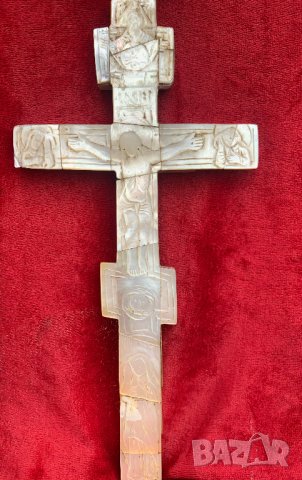 Голям божигробски седефен кръст от 19-ти в., снимка 1 - Антикварни и старинни предмети - 39863891