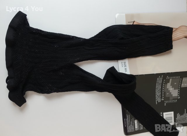 S/M нов черен дамски чорапогащник ситна мрежа с вертикални черни ръбове, снимка 7 - Бельо - 43792901
