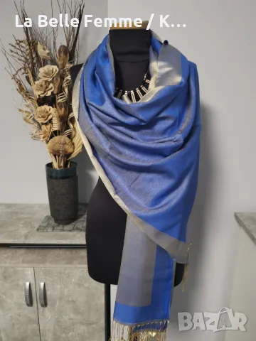 Красиви дамски шалове изработени от памук и лен и коприна, снимка 10 - Шалове - 49840497