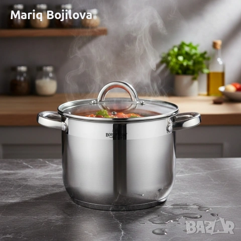 Тенджера Bohmann BH 1622, 22x18см.\7л., неръждаема стомана, снимка 2 - Съдове за готвене - 53540679
