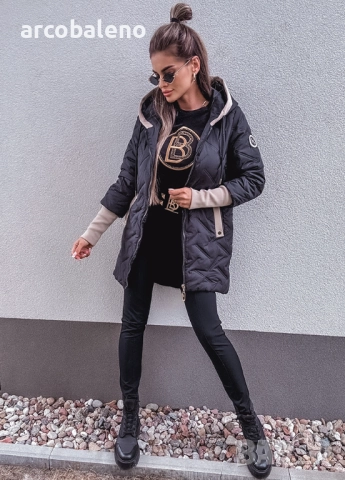 Ватирано дамско яке с качулка и декоративни ръкави, снимка 11 - Якета - 51781916