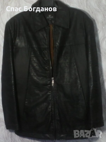 Продавам мъжко черно яке от екокожа за есенно зимен сезон, снимка 2 - Якета - 52321374
