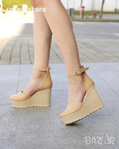 Сандали на платформа - бежова кожа - KMS80 , снимка 2 - Сандали - 51491417