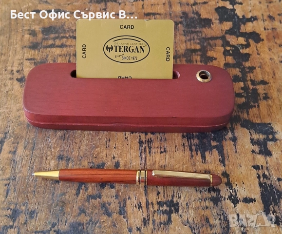 химикалка махагонова в махагонова дървена кутия