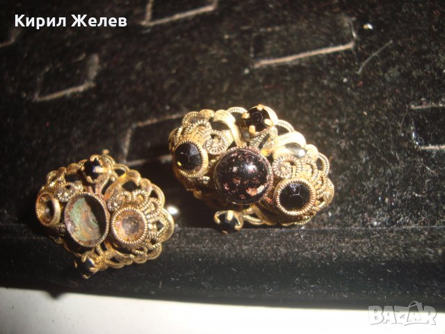 СТАРИННИ ФИЛИГРАННИ БРОНЗОВИ ПОЗЛАТЕНИ БУТОНЕЛИ с ЯСПИС и ГРАНАТ МАЙСТОРСКИ 19855, снимка 11 - Антикварни и старинни предмети - 32523023