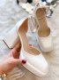 Сандали на ток - бяла кожа - VSN3 - ток 10см, снимка 1