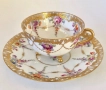 Dresden Germany  Circa 1884  Wolfsohn  Tea Cup & Saucer, Footed, Richly Gilded Код P1651, снимка 7
