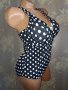 Nice size 100 C/ XL-Нов бански черен на бели точки с много висока талия , снимка 6