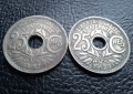 Стара монета 25 сантима 1927 г. и 1929 г. Франция - красиви !, снимка 4