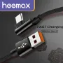 USB A  към USB Type C кабел на 90 градуса, до 80 W  бързо зареждане, найлонова оплетка - 3 метра, снимка 3