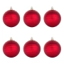 Комплект коледни топки за елха – червени с райе, матови с брокат, Ø10 см – 6 броя_1072176, снимка 1