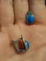 Арт сребърни обеци с тюркоаз , снимка 2