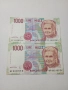 ИТАЛИЯ БАНКНОТИ 1000 ЛИРИ 1990 Г , снимка 1